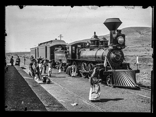 Mexican Central Railway train at station, Mexico, between 1880 and 1897