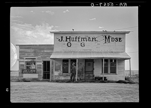 J. Huffman of Grassy Butte, North Dakota, has been forced to close his general store due to the drought, 1936.