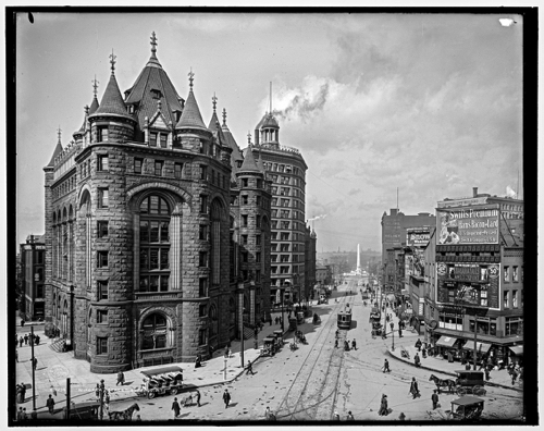 Niagara Street, Buffalo, N.Y., 1908 featuring Erie County Savings Bank.